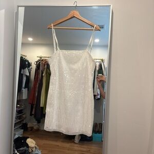 12th Tribe White Sequin Mini Dress